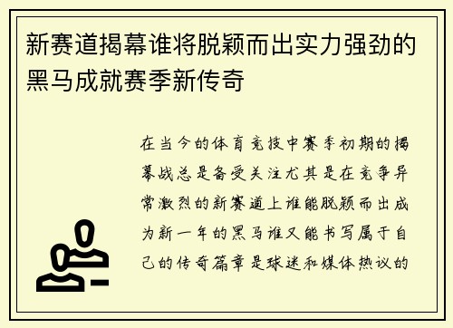 新赛道揭幕谁将脱颖而出实力强劲的黑马成就赛季新传奇